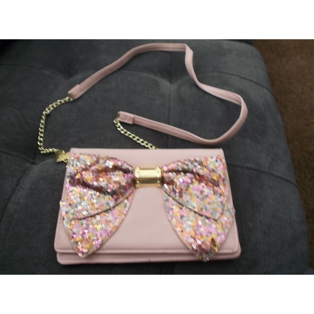 Betsey Johnson Blush Pink Clutch with sequenced bow